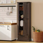 HOMCOM Armoire de cuisine autoportante de 180 cm avec portes de grange, tiroir et étagères réglables pour salle à manger, marron