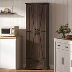 HOMCOM Armoire de cuisine autoportante de 180 cm avec portes de grange, tiroir et étagères réglables pour salle à manger, marron