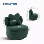 Fauteuil d'appoint pivotant moderne, fauteuil de salon rotatif à 360° en tissu Teddy, fauteuil de lecture rembourré confortable pour salon, chambre, petit espace, vert