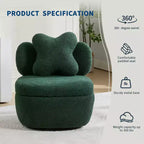 Fauteuil d'appoint pivotant moderne, fauteuil de salon rotatif à 360° en tissu Teddy, fauteuil de lecture rembourré confortable pour salon, chambre, petit espace, vert