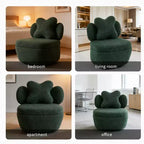 Fauteuil d'appoint pivotant moderne, fauteuil de salon rotatif à 360° en tissu Teddy, fauteuil de lecture rembourré confortable pour salon, chambre, petit espace, vert