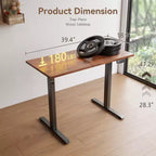 Qwatto Bureau électrique réglable en hauteur, 101,6 cm, assis-debout, poste de travail PC avec préréglages de mémoire pour bureau à domicile, jeux, marron rustique