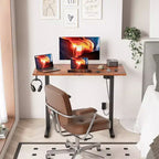 Qwatto Bureau électrique réglable en hauteur, 101,6 cm, assis-debout, poste de travail PC avec préréglages de mémoire pour bureau à domicile, jeux, marron rustique
