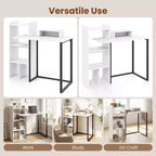 Bureau informatique Costway avec station de charge 43,5" Bureau d'étude avec support d'écran ergonomique Blanc et Noir