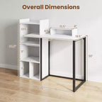Bureau informatique Costway avec station de charge 43,5" Bureau d'étude avec support d'écran ergonomique Blanc et Noir