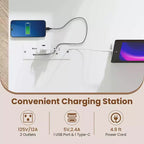 Bureau informatique Costway avec station de charge 43,5" Bureau d'étude avec support d'écran ergonomique Blanc et Noir