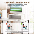 Bureau informatique Costway avec station de charge 43,5" Bureau d'étude avec support d'écran ergonomique Blanc et Noir
