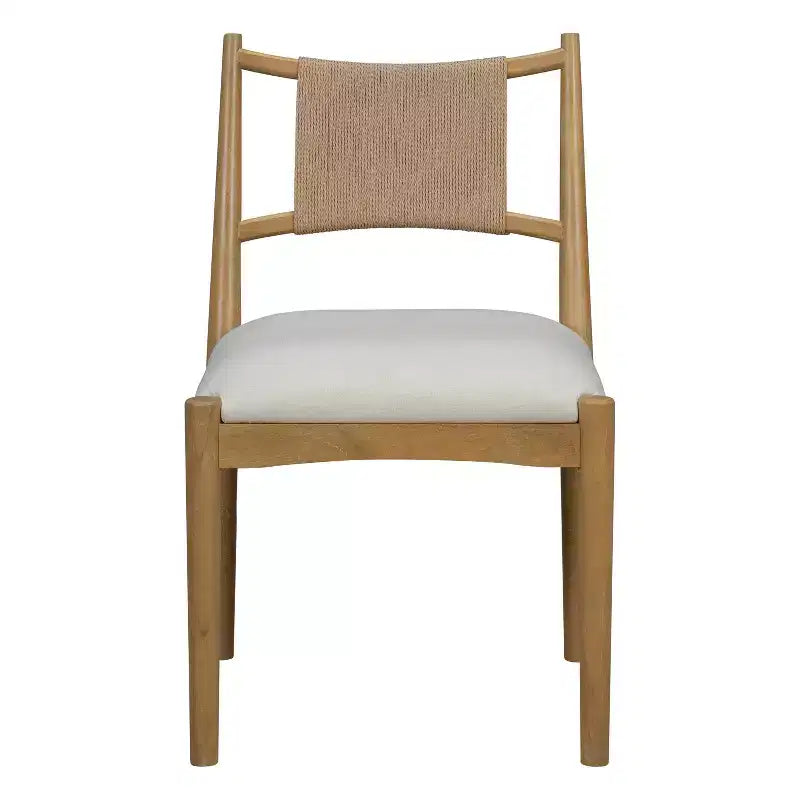 Christopher Knight Home Sigrid Chaises de salle à manger capitonnées en rotin et hévéa, de style moderne du milieu du siècle (lot de 2)