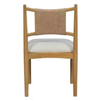 Christopher Knight Home Sigrid Chaises de salle à manger capitonnées en rotin et hévéa, de style moderne du milieu du siècle (lot de 2)