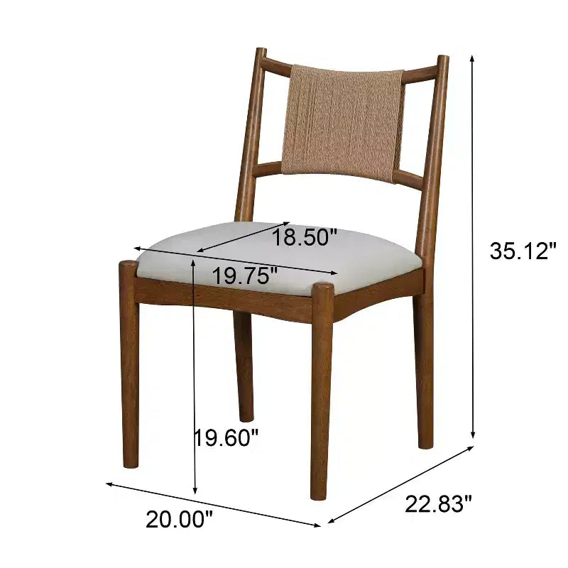 Christopher Knight Home Sigrid Chaises de salle à manger capitonnées en rotin et hévéa, de style moderne du milieu du siècle (lot de 2)