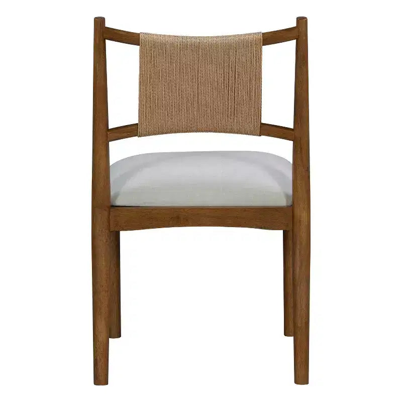 Christopher Knight Home Sigrid Chaises de salle à manger capitonnées en rotin et hévéa, de style moderne du milieu du siècle (lot de 2)