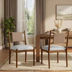 Christopher Knight Home Sigrid Mid-Century Modern Rubberwood Rattan Upholstered Dining Chair (Set of 2)