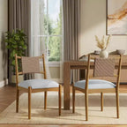 Christopher Knight Home Sigrid Chaises de salle à manger capitonnées en rotin et hévéa, de style moderne du milieu du siècle (lot de 2)