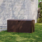Coffre de rangement extérieur en PEHD de 375 L avec sangles, étanche pour outils de jardin, idéal pour terrasse, pelouse, piscine et garage.