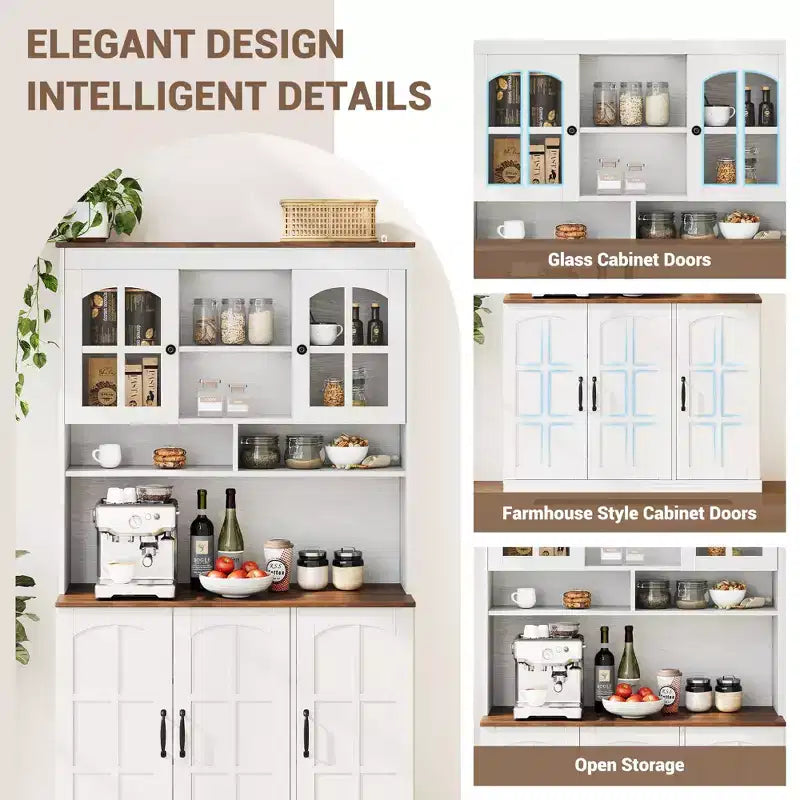 Meuble de garde-manger, Meuble de cuisine avec portes vitrées, Salle à manger