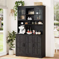 Pantry Cabinet, Kitchen Cabinet with Glass Doors, Dining Room