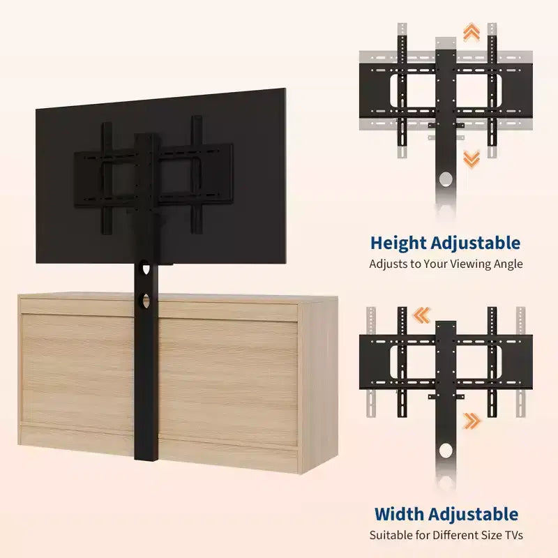 Meuble TV avec support pour téléviseurs de 32 à 85 pouces, commode en rotin à 6 tiroirs, console média avec rangement généreux