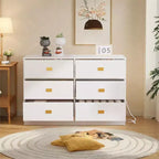 Commode/table à langer 6 tiroirs blanche pour chambre de bébé – plateau amovible avec matelas à langer, inclut un espace de rangement pour vêtements et accessoires.