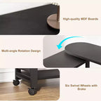 Table d'appoint rotative à 360° avec station de charge et sac de rangement, table de canapé mobile pivotante avec 6 roues verrouillables, table d'appoint mobile pour chambre et salon
