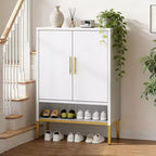 40 Tall Modern Shoe Cabinet with 2 Doors, Metal 6-Tier Hidden Shoe Organizer with Adjustable Shelves