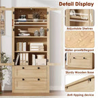 Garde-manger moderne de style ferme de 72 po – Armoire de rangement haute avec portes vitrées, 2 tiroirs et étagères réglables pour salle à manger et salon