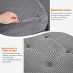 Matelas pliable 3 volets, 80,4x60, en mousse, canapé/lit d'appoint, velours côtelé capitonné, portable et offrant un bon maintien pour le camping/salon/chambre, gris