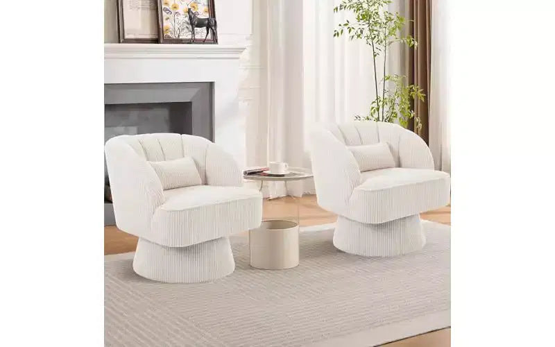 Fauteuil pivotant GustoWave, fauteuil d'appoint en velours 360 avec rembourrage épais, chaise longue moderne du milieu du siècle pour salon, chambre à coucher, gris