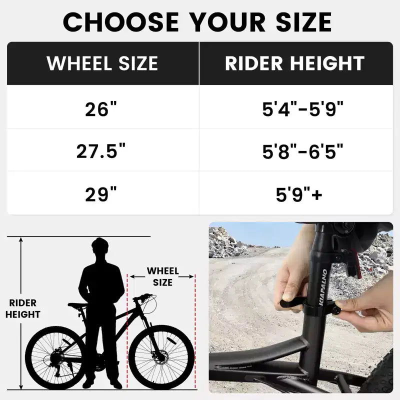 Vélo tout terrain NAYSAYE 26 pouces 21 vitesses pour adulte avec cadre en acier à haute teneur en carbone et double frein à disque mécanique, 67*26,5*38