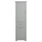 Armoire haute de salle de bain, Meuble de rangement autoportant avec deux tiroirs et étagères réglables