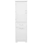 Armoire haute de salle de bain, Meuble de rangement autoportant avec deux tiroirs et étagères réglables