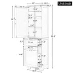 Armoire haute de salle de bain, Meuble de rangement autoportant avec deux tiroirs et étagères réglables
