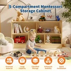 Étagère en bois à 5 sections et 2 niveaux pour enfants, bibliothèque de rangement ouverte pour jouets, pour salle de jeux, chambre de bébé, salle de classe et jardin d'enfants