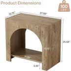 Table d'appoint Lantine Farmhouse : Grand piédestal en bois robuste, rangement, pour salon/chambre à coucher, meuble d'appoint, Chêne brun clair.
