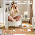 Fauteuil d'appoint tonneau moderne oversize en chenille, fauteuil de salon du milieu du siècle avec dossier ouvert, confort moelleux et douillet pour le salon, la chambre, le bureau