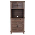 Garde-manger de cuisine autoportant de 72 po de haut – 2 portes vitrées, 2 portes en bois, tiroir, étagères réglables