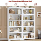 Étagère de style rustique à 5 niveaux, bibliothèque haute de 175 cm avec étagères réglables et conception antidérapante, étagère de rangement ouverte pour bureau à domicile, salon