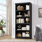 5-Tier Farmhouse Bookshelf, 69 Tall Bookcase with Adjustable Shelves & Anti-Slip Design, Open Storage Rack for Home Office, Living Room