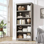 Étagère de style rustique à 5 niveaux, bibliothèque haute de 175 cm avec étagères réglables et conception antidérapante, étagère de rangement ouverte pour bureau à domicile, salon