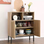 Meuble Buffet de Rangement, Buffet avec 2 Portes Cannelées, Table Bar à Café en Bois pour Entrée, Couloir, Cuisine, Salle à Manger, Salon