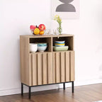 Meuble Buffet de Rangement, Buffet avec 2 Portes Cannelées, Table Bar à Café en Bois pour Entrée, Couloir, Cuisine, Salle à Manger, Salon