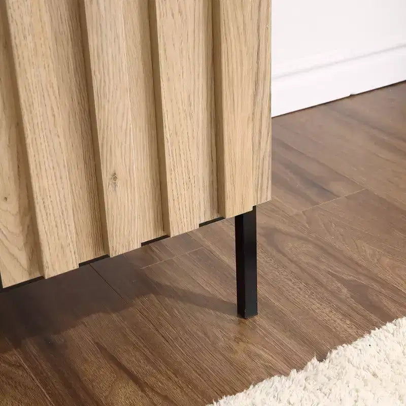 Meuble Buffet de Rangement, Buffet avec 2 Portes Cannelées, Table Bar à Café en Bois pour Entrée, Couloir, Cuisine, Salle à Manger, Salon