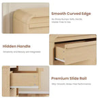 Commode en bois Acekool à 5 tiroirs, organisateur de rangement au design incurvé pour chambre à coucher, salon, entrée, chêne naturel
