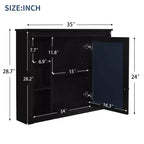 AMMER Armoire de salle de bain murale 35'' x 28'', Armoire murale de salle de bain moderne avec miroir, Armoire de toilette avec 6 étagères ouvertes, Noir