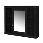 AMMER Armoire de salle de bain murale 35'' x 28'', Armoire murale de salle de bain moderne avec miroir, Armoire de toilette avec 6 étagères ouvertes, Noir