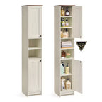 SONGMICS HOME Storage Cabinet, Superfast Toolless Assembly, Slim Tall Standing Cabinet with Adjustable Shelves, Open Compartments, Rustic White