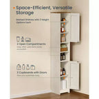 SONGMICS HOME Meuble de rangement, assemblage sans outil ultrarapide, armoire haute et mince avec étagères réglables, compartiments ouverts, blanc rustique