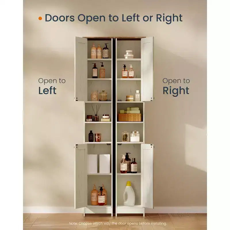 SONGMICS HOME Meuble de rangement, assemblage sans outil ultrarapide, armoire haute et mince avec étagères réglables, compartiments ouverts, blanc rustique