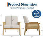 Fauteuil d'appoint en rotin - Fauteuil Bouclé, Fauteuil de lecture rembourré avec cadre en bois, Dossier haut, Fauteuil de loisirs pour salon et chambre à coucher