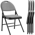 4-Pack Comfort Padded Linen Folding Chairs - Durable Metal Frame, Non-Slip Feet, Stackable for Home,Office,Dining,Indoor/Outdoor Guest Seating