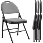 4-Pack Comfort Padded Linen Folding Chairs - Durable Metal Frame, Non-Slip Feet, Stackable for Home,Office,Dining,Indoor/Outdoor Guest Seating